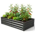 Costway Orto rialzato da esterno con fondo aperto, Letto da giardino in acciaio zincato resistente alle intemperie