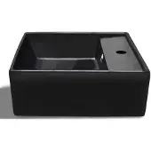 vidaXL Lavabo in Vetroceramica con foro per rubinetto/trabocco nero quadrato