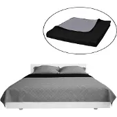 vidaXL BEDSPREAD DOPPELT 230 x 260 cm Schwarz grau