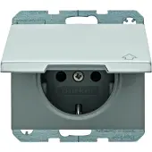 Berker 47517203 Presa SCHUKO con coperchio ribaltabile in alluminio K.5