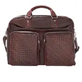Bugatti Woven Valigetta Vera Pelle 48 cm marrone