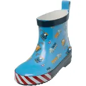 Playshoes Stivale di gomma 'Baustelle' navy / blu chiaro / rosso / bianco