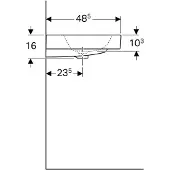 Geberit iCon lavabo 120x48,5cm blanc, sans trous pour robinets, 124025000, 124025000