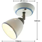 LINDBY Faretto Eneas, altezza 16 cm, bianco, 1 luce, ceramica