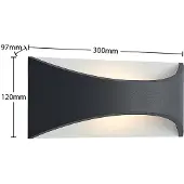 LINDBY Applique a LED Mathea, 30 cm, antracite, alluminio, IP65