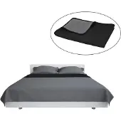 vidaXL BETSPREAD DOPLET -SANDEL 170X210 CM Trapunta Grau e Schwarz
