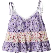 Desigual , Top con spalline floreale, Viscosa, Rosso, M