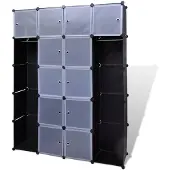 vidaXL Armadio modulare a 14 scomparti bianco/nero 37x146x180,5 cm