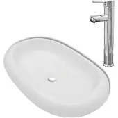 vidaXL Lavandino da bagno con miscelatore in Vetroceramica ovale bianco