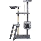 vidaXL Tiragraffi per gatti 150 cm con impronta di zampa grigio