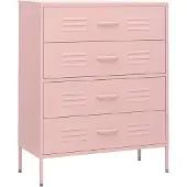 vidaXL Cassettiera Rosa 80x35x101,5 cm in acciaio