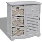 vidaXL Cassettiera con 3 cestini Bianco