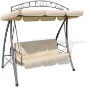 vidaXL Altalena Hollywood con funzione letto e tetto Sand white