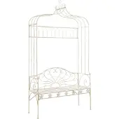 VD Home Furnishing Panchina da giardino 122 cm in ferro bianco antico