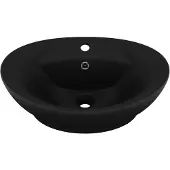 vidaXL Lavabo con troppopieno nero opaco 58,5x39cm in Vetroceramica