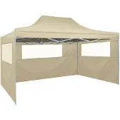 vidaXL Tenda pieghevole con 3 pannelli laterali 3x4,5 m crema