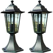 vidaXL Lanterne da giardino 2 pz. Alluminio verde scuro/nero