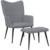 vidaXL Poltrona relax con sgabello in tessuto grigio chiaro