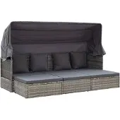 vidaXL Isola parasole da giardino con tetto in poly rattan grigio