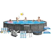 Intex Pool Prism Frame Greywood- Pacchetto piscina - 549x122 cm