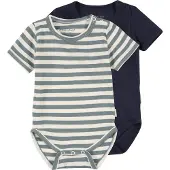 Minymo Tutina / body per bambino beige / blu colomba / blu scuro