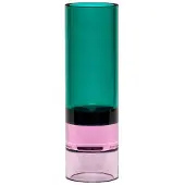 Hubsch Portacandele Astro, verde/rosa, vetro cristallo, 15 cm