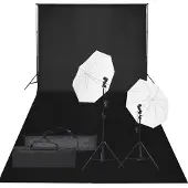 vidaXL Set per studio fotografico con illuminazione e sfondo