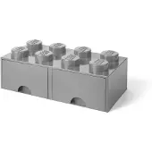 LEGO Cassetto-mattoncino portaoggetti grigio a 8 bottoncini