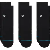 Stance Icon Quarter 3 Pack Calze casual (38-42, nero)