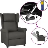 vidaXL Sedia ad ala con funzione reclinabile elettrica in tessuto grigio scuro