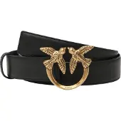 Pinko cintura media 3cm love birds in pelle nero oro