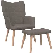vidaXL Poltrona relax con sgabello in tessuto taupe