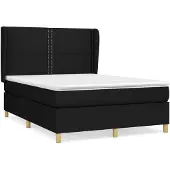 vidaXL Letto a molle con materasso nero 140x200 cm in tessuto