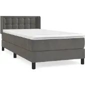 vidaXL Letto a molle con materasso grigio scuro 90x200 cm in velluto