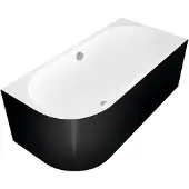 Polysan VIVA R MONOLITH vasca asimmetrica 180x75x60cm, destra, bianco/nero