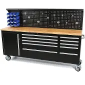 HBM Carrello portautensili con parete posteriore 215 cm, nero