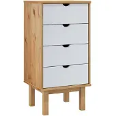 vidaXL Comodino OTTA Marrone e bianco 45x39x90 cm Legno massello