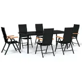 vidaXL set da pranzo da giardino 7 pezzi nero
