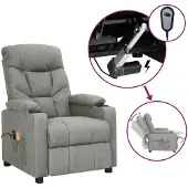 vidaXL Sedia da massaggio elettrica in tessuto grigio chiaro