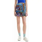 Desigual , Minigonna arty logo slim, Cotone, Nero, XS