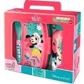 Disney Set Minnie Per Panini Bottiglia E Posate 4 Pezzi