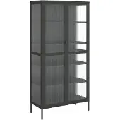 vidaXL Credenza nera 85x40x180 cm in vetro e acciaio