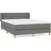 vidaXL Letto a molle con materasso grigio scuro 140x200 cm in tessuto