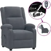 vidaXL Poltrona relax elettrica in velluto grigio scuro
