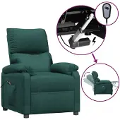 vidaXL Poltrona relax elettrica in tessuto verde scuro