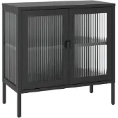 vidaXL Credenza nera 70x35x70 cm in vetro e acciaio