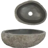 vidaXL Lavabo in pietra di fiume ovale (29-38)x(24-31) cm