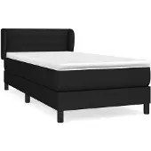 vidaXL Letto a molle con materasso nero 100x200 cm in tessuto