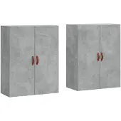 vidaXL Armadi a muro 2 pz. Grigio cemento 69,5x34x90 cm