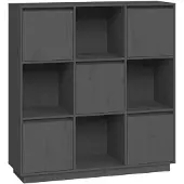vidaXL Credenza grigia 110,5x35x117 cm in legno di pino massiccio
